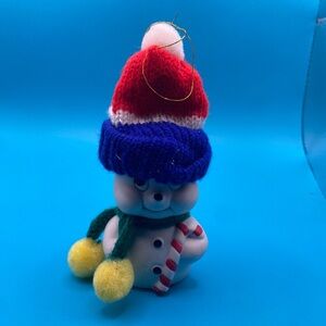 Vintage Ceramic Snowman Christmas Bell Ornament